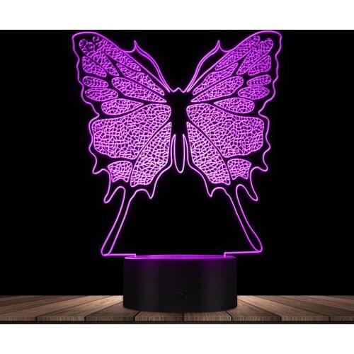 3D Hologram Illusion Butterfly Fashion Modeling Nightlight Color Changing LED Table Light Novelty Baby Night Light Visual Lamp