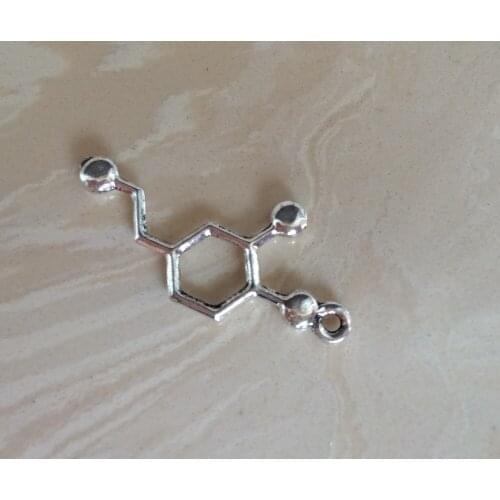 50pcs/lot DIY Jewelry Accessories Ancient silver color Dopamine molecule chemical charm pendant findings for Necklace making