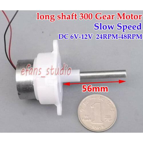 6V-12V 48RPM Slow Speed Micro 300 Turbo Worm Gear Motor Mini Gearbox Reducer 5mm diameter Long Shaft DIY Toy Model