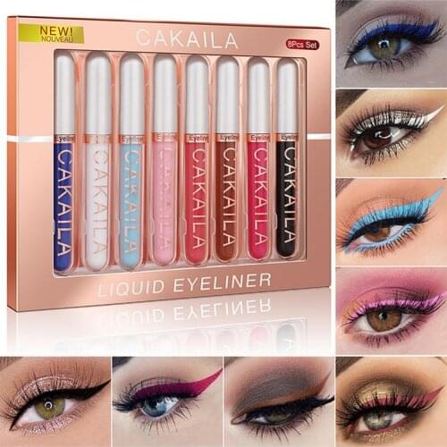 8 Colors Matte Eyeliner Liquid Waterproof Easy To Wear Make Up Matte Shimmer Eye Liner Blue Red Black Brown Eyeliner Color Liner