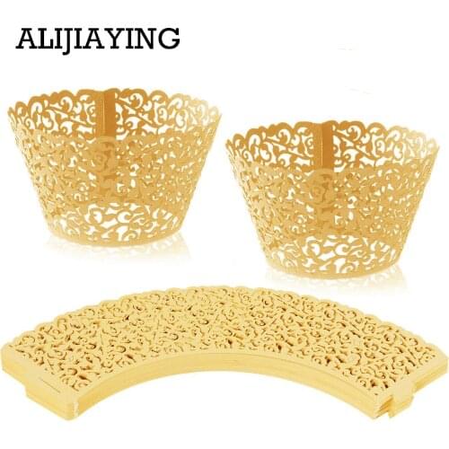 A186 50pcs/set Cupcake Wrappers decoration Cake Tools Art Paper Vine Lace Cup Wrap Liners Wedding Party appliance Accessories