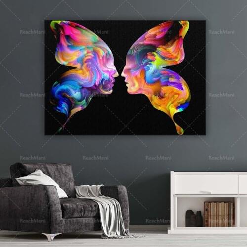 Abstract couple canvas printing, color canvas printing, oversized canvas, room decoration, modern canvas decoration poster