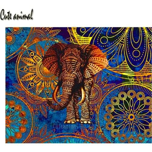 Indian Mandala Elephant Diamond Painting 5D Diamond Mosaic Cross Stitch Icon Diamond Embroidery Full Square Drill Cross Stitch