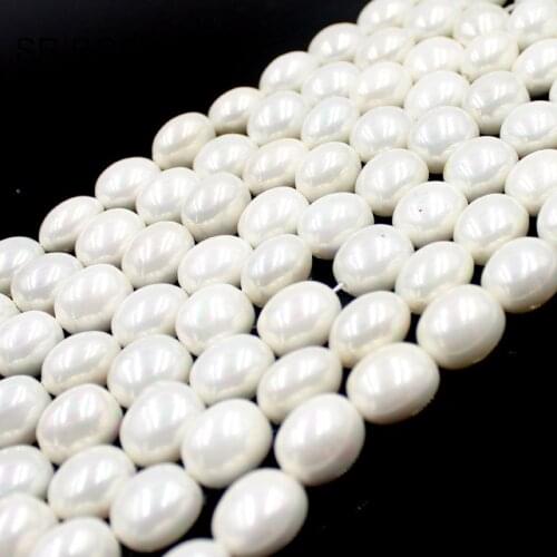 Free Shipping SR 12x15mm Feeform Egg Shape White Natural MOP Shell Pearl Gemstone DIY Beads Strand 15"