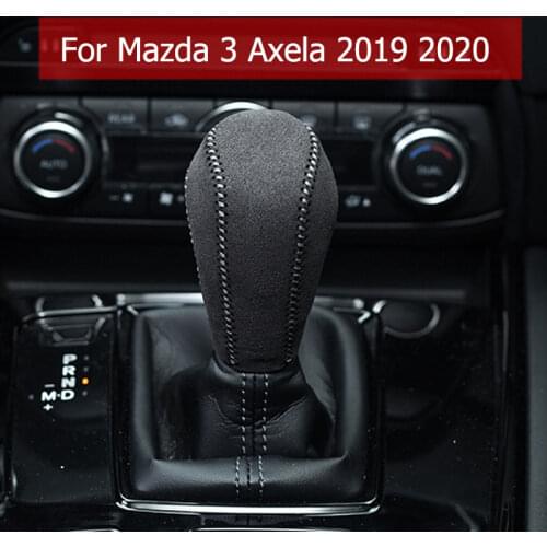 Car Gear Shift For Mazda 3 2020 2021 Accessories Collars Carbon Fiber/Leather Head Knob Cover Auto Decoration