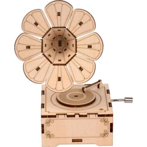 Wooden Puzzle Self-assembly Craft Kits DIY Musical Phonograph Toys for Teens Boys Girls Entertainment Home Decoration Handicraft