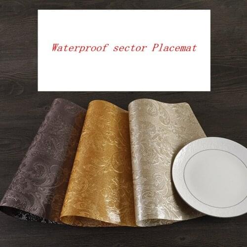 Europe table mat Home hotel round table placemat Waterproof oilproof sector Customize tablecloth Wooden table Insulated coaster