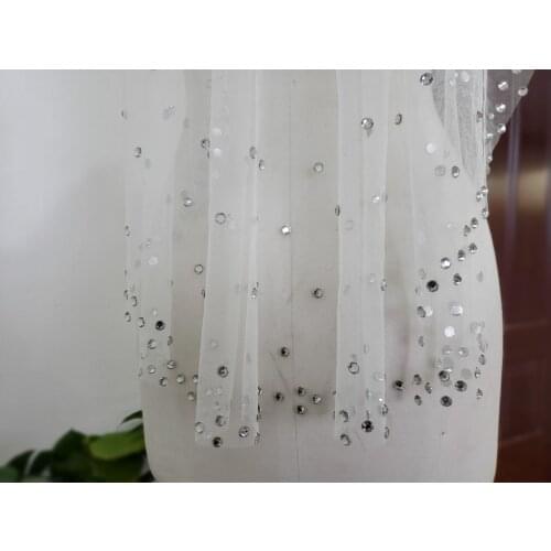 1 layer bridal veil fingertip length wedding veil white/ivory rhinestone veil & comb
