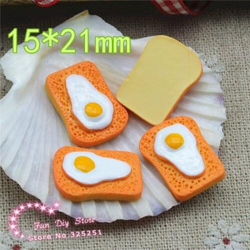 Kawaii egg bread resin cabochon for ornament craft 15*21mm 50pcs