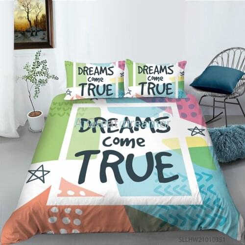Dreams Come True Printing Bedding Set Colorful Quilt Cover With Pillowcases 2/3pcs Single Queen King Size Drop shipping