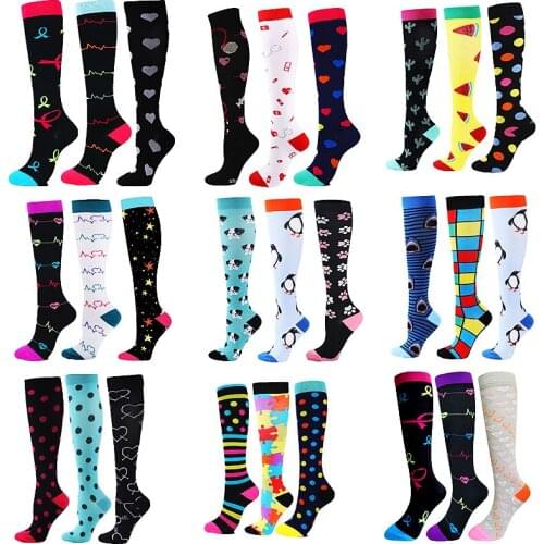 3 Pairs/Pack Compression Socks Women Running Sports Socks Varicose Veins Edema Knee High 30mmgh Nurses Men Compression Stocking