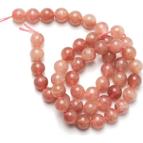 Wholesale Strawberry Quartz Crystals Beads Natural Stone 4 6 8 10mm Round Loose Beads Needlework DIY Necklaces Bracelet Earrings