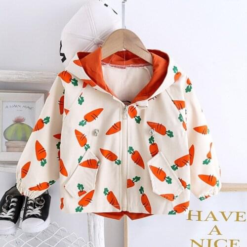 Infant Baby Boys Jacket Zipper Hoodie Spring Leisure Windbreaker Clothing Children Fashion Outerwear Thin Kids Floral Print Coat