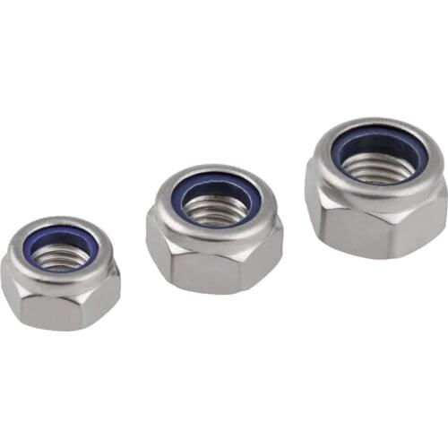 304 Stainless Steel Non-slip Lock Nut Left Hand Thread Nylon-Insert Locknuts M4 M5 M6 M8 M10 M12