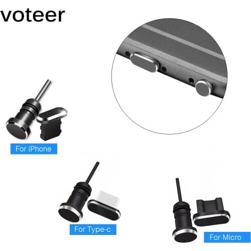 Voteer metal dust plug Micro USB Type C charging port earphone jack retrieve card pin for iPhone Huawei Xiaomi MI android phone
