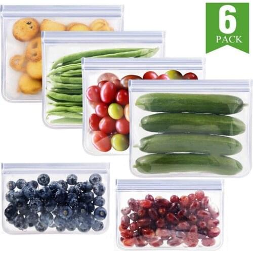 Reusable EVA Zipped Food Fresh Storage Bag Container for Snack Nut Grade Leakproof Dishwasher Safe Silicon Bag Fridge Containers