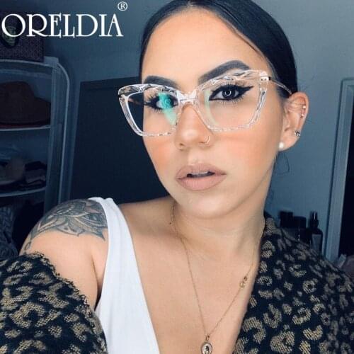 Fashion Cat Eye Glasses Frame Women European And American Transparent Frame Flat Glasses Mens Glasses Can Wear Myopia Glasses