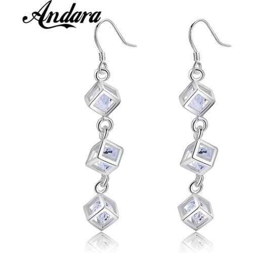 Fashion 925 Sterling Silver Earrings Cubic Zircon Earrings Woman Glamour Jewelry Gift