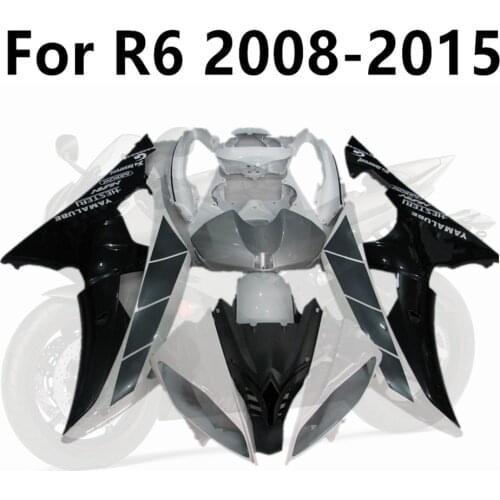 Motorcycle for YAMAHA R6 2008-2015 Full Fairing Kit Black Silver White Plaid YZF600 08-09-10-11-12-13-14-15 ABS