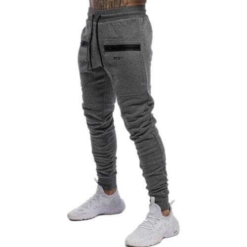 Men Pants zipper Jogger Autumn Casual Mens Sweatpants Sportswear Long Trousers New Straight Pants Man Fitness Clothing