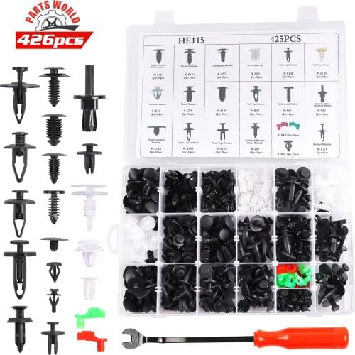 426PCS Retainer Clips Kit with Remover 19 Most Common Sizes Nylon Car Body Clips Replacement for GM Ford Toyota Honda Chrysler