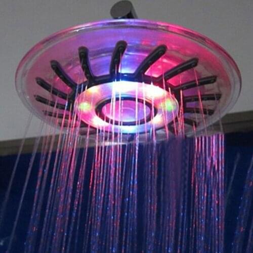 8" Bathroom 7 Colors Automatic LED Light Changing Round Top Shower Head Bath Rainfall X4YD