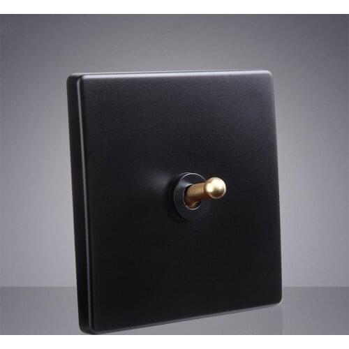 High Quality Type 86 Retro Black Wall Lamp Switch Brass Lever Single Dual Control 1-4 Gang 2 Way Toggle Switch