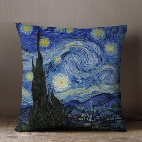 World famous paintings Cushion Cover Polyester Cotton Throw Pillow Cover Decorative Sofa Car Cushion Cover Pillow Case