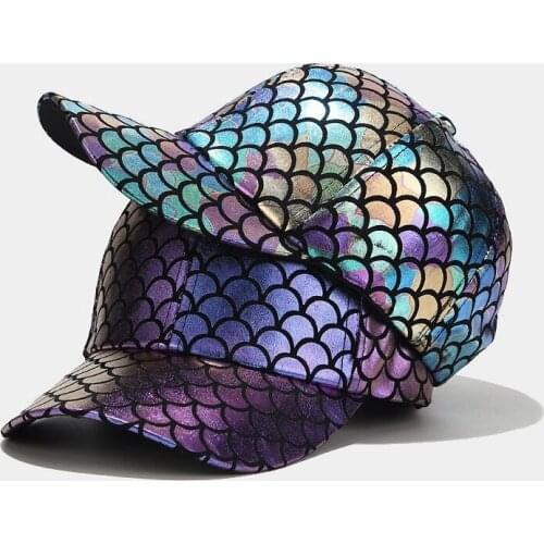 2021 Unisex European American Creative New Fish Scale Baseball Cap Women Personality Street Hip-hop Hat Outdoor Leisure Wild Cap
