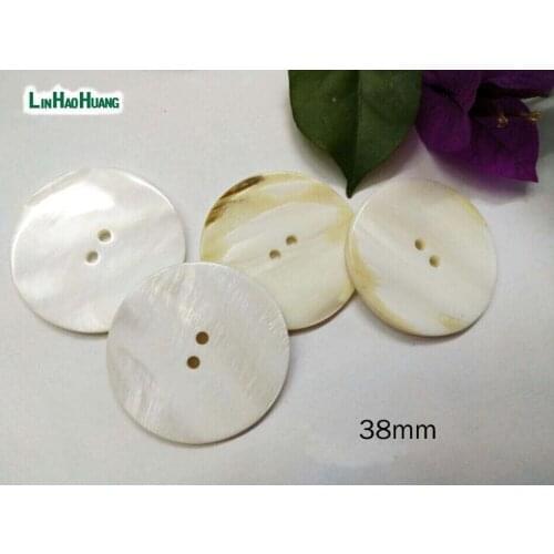 Wholesale Big Natural shell buttons 20pcs 38mm 2-hole pearl of mother buttons free shipping 2015120904
