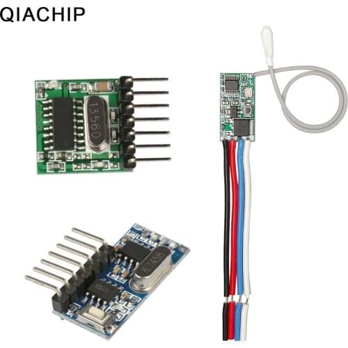 QIACHIP 433Mhz Superheterodyne RF Transmitter and Receiver Module Remote controls switch For Arduino Wireless module Diy Kits