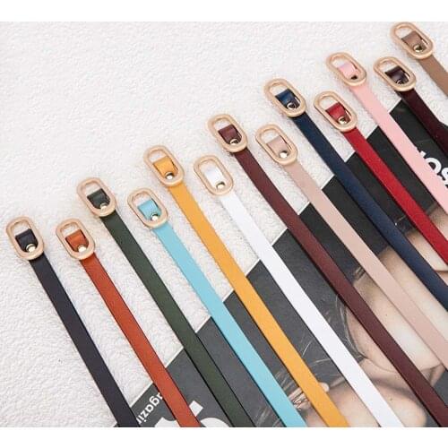 1Pc Women Suit Thin Belt Square Buckle Solid Color Cowhide Belts For Women Dress Sweater Waistband