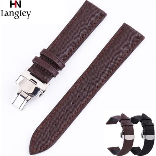 Man Women Watchband Genuine Leather Strap Watch Band 12mm 14 16 18 20 22 24mm Steel butterfly Buckle Wristband Watch Accessories