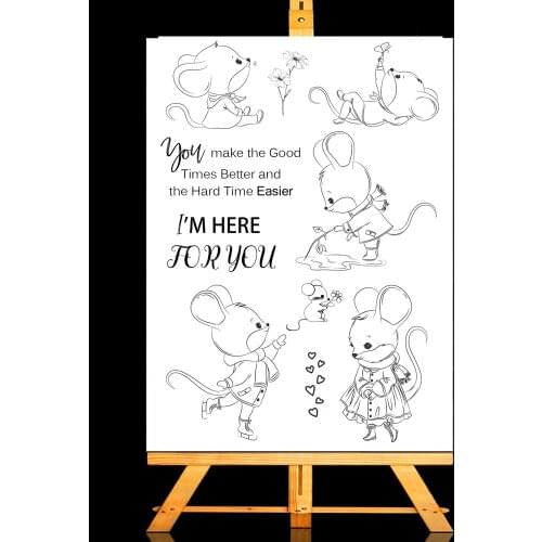 AZSG Cute mouse companion Rubber Clear Stamps/Seal For DIY Scrapbooking/Card Making/Album Decorative Rubber Stamp Crafts