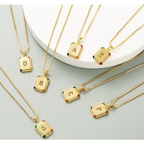 Hip hop Luxury 26 Letter Necklaces & Pendants For Women Jewelry CZ Zircon copper Choker Charm Alphabet Chain Necklace wholesale