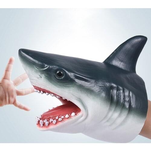 Shark Hand Puppet TPR Animal Head Gloves Figure Simulation Animals Kids Toy Model Scaring Gag Halloween Jokes kids Gifts