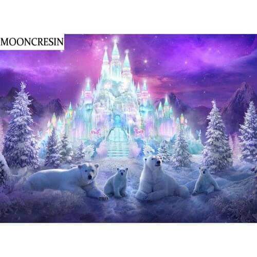 Diy Diamond Embroidery White Bear & Castle Mosaic Crystal Of Rhinestone 5D Diamond Painting Animal Cross Stitch Decoration Home
