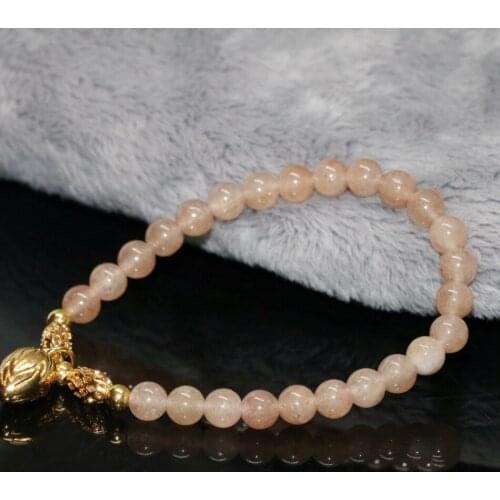 Semi-precious stone natural strawberry beaded strand bracelets 6mm round beads high quality jewelry making 7.5inch B1914