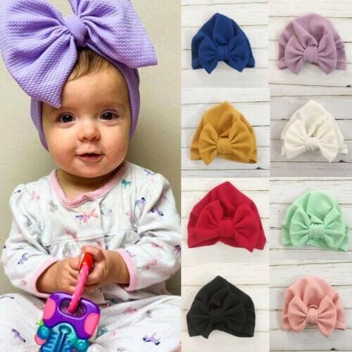 Newborn Toddler Infant Baby Boy Girl Indian Turban Bowknot Cotton Beanie Hat Cap