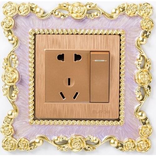 Modern Square Shape Switch Wall Light Socket Stickers Home Decor Resin Rose Lace Switch Cover Candy Color Wallpaper Decor