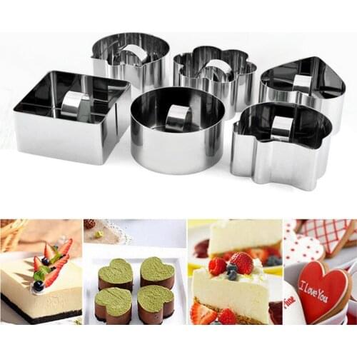 Steel Cake Ring Stainless Steel Cake Mold with Push Piece Platen Rice Sushi Tool Dessert Mousse Mold Cooking Rings