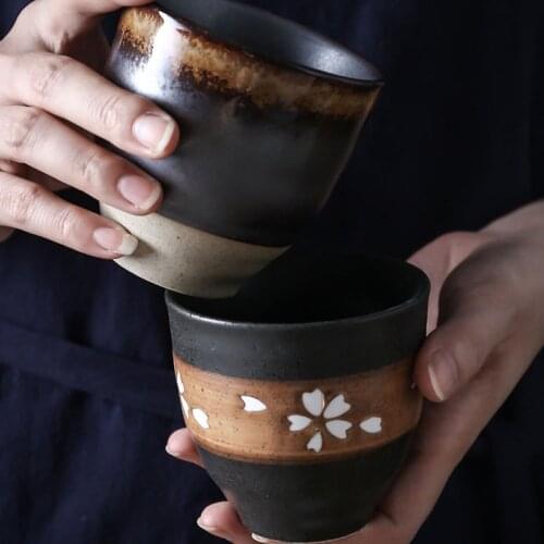 ANTOWALL Japanese Underglazed Teacup Ceramic Tea Water Cup 220ml Restaurant Hand-painted Retro Coffee Cup