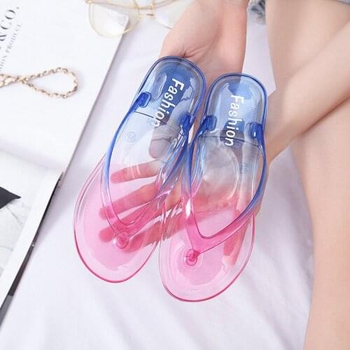 Candy color jelly flip flops women fashion trend transparent clip toe gladiator sandals femme beach slides new outside all-match