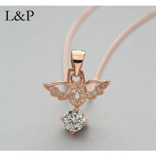 2019 New Fashion Rose Gold Color Wings Pendant Necklace For Women,100% 925 Silver Necklace&Pendants Fine Jewelry For Wholesale