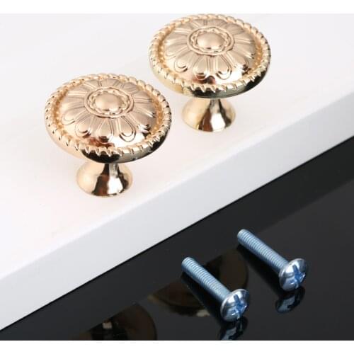 2Pcs Single Hole Modern Furniture Door Handles&Knobs Zinc Alloy Kitchen Cupboard Drawer Wardrobe Cabinet Pulls Knobs Handle Gold