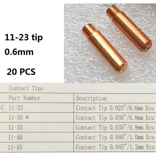 20pcs 0.6mm Contact Tips 11-23 Replacement Tweco Mini L Magnum 100L MIG Welding Gun SALE1