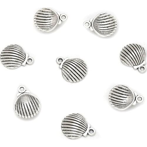 20pcs 13x16.5x5mm Antique Silver Color Nice Sea Shell Zinc Alloy Necklace Earring Bracelet DIY Handmade