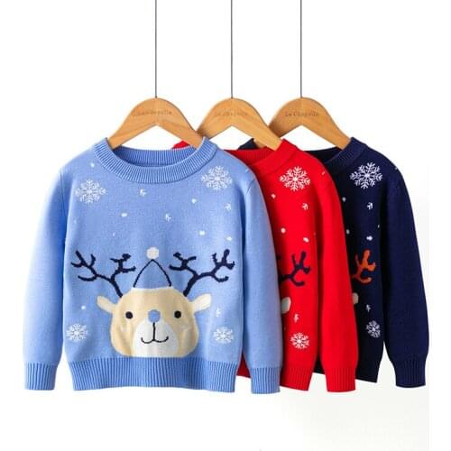 2021 Winter Baby Girls Warm Sweaters Children Clothing Christmas Elk Snowflake Kids Sweater Autumn Baby Boys Knitting Coat Tops