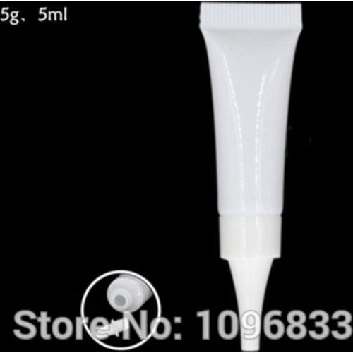 5G Plastic Soft Tube, 5ML White Soft Bottle, Cosmetic Cream Tubes, Cosmetic Gel Tubes, Cream Sample Packing Tubes,100pc/Lot