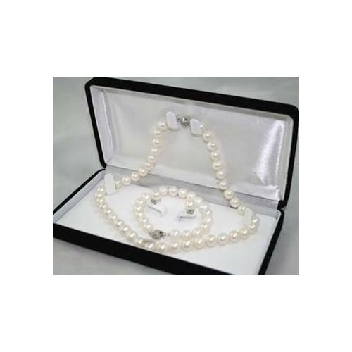 8-9 MM White Akoya cultured pearl necklace Bracelet earrings>>> women jewerly Free shipping